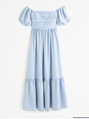 Abercrombie And Fitch - Emerson Gray Blue Tiered Off The Shoulder Midi Dress XS